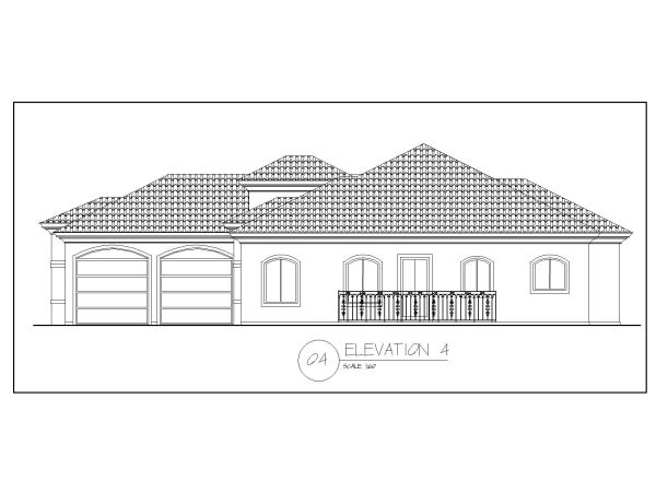 Residential Dwelling 3 Bedroom House Elevation-4 CAD Block DWG AutoCAD Editable Drawing (Free Download)