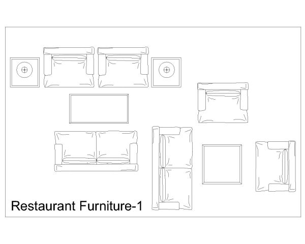 Free AutoCAD 2D Editable Drawings for Restaurant Furniture - 1