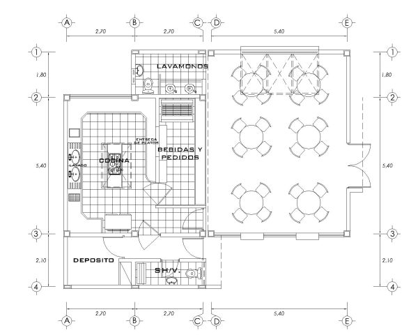 Fast food, Coffee & Tea Shop Resturant Plan Architectural Drawing-2. CAD block in DWG format free download.