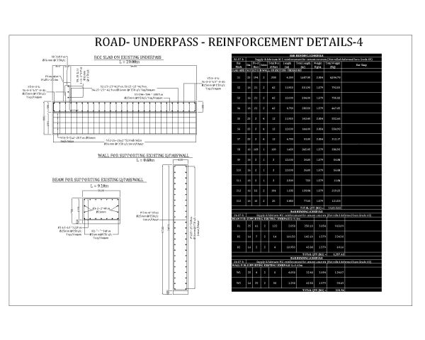 Free AutoCAD 2D Editable Drawings for ROAD- UnderPass - Reinforcement Details- 4