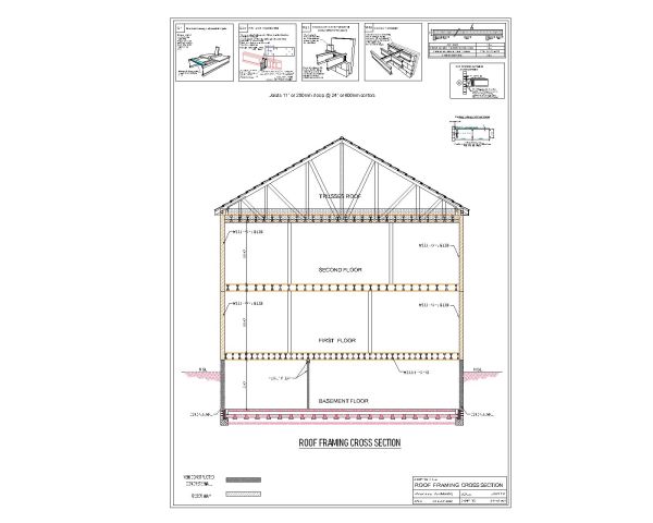Roof Framing Details & Cross Section-1 engineering Drawing. CAD block in DWG format free download.