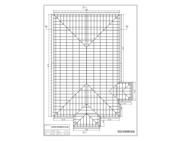 Roof Framing Plan Top View Engineering Drawing. CAD block in DWG format free download.