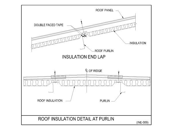 Roof Insulation Details at Purlin Engineering Drawing. CAD block in DWG format free download.