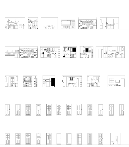 部屋の高さとドアの高さCADコレクションdwg