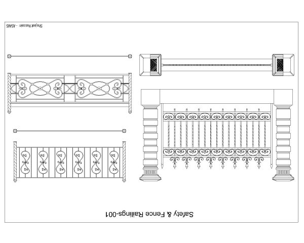 Free AutoCAD 2D Editable Drawings for Safety & Fence Railings- 1