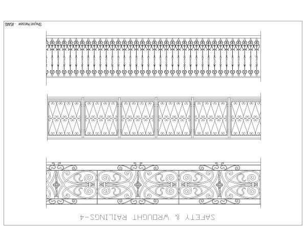 Safety & Wrought Railings - 4 CAD Block DWG AutoCAD Editable Drawing (Free Download)