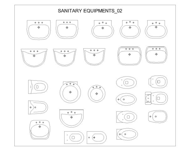 Sanitary Equipments-2 Architectural Drawing . CAD block in DWG format free download.