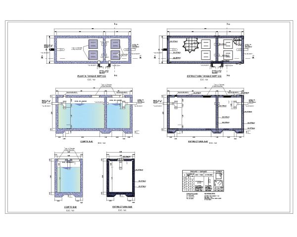 Free AutoCAD 2D Editable Drawings for Septic tank for treatment plant