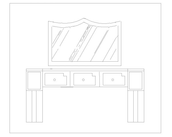 Singar Table with Mirorrs for makeup-14 CAD Block. Free DWG AutoCAD drawing available to download