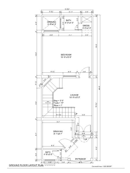Single Bedroom ground floor plan CAD Block. Free DWG AutoCAD drawing available to download