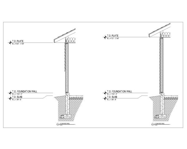 Residence Walls & Footing Detail technical drawing. CAD block in DWG format free download.