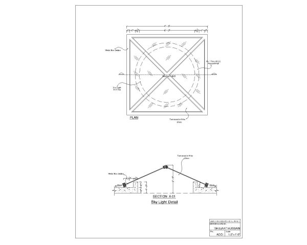 Sky Light-2 in roof drawings. CAD block in DWG format free download.