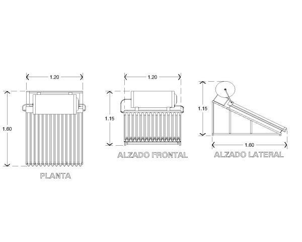 Free AutoCAD 2D Editable Drawings for Solar water heater for home