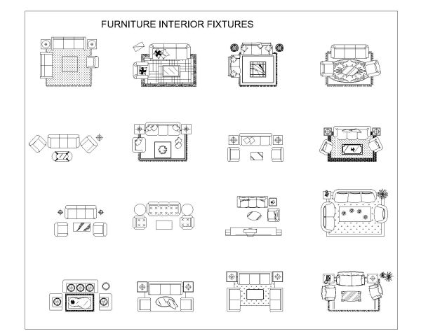 Free AutoCAD 2D Editable Drawings for Special Couch Set with Carpet flooring (4)