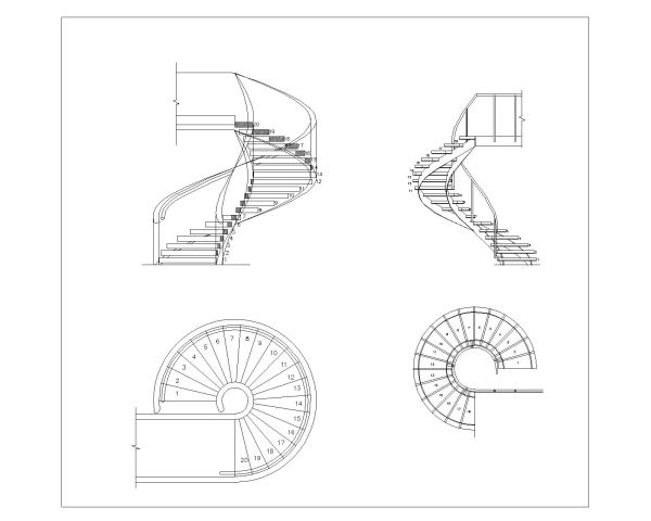 Spiral Stairs (Steel & Concrete) Design type-1. CAD block in DWG format free download.