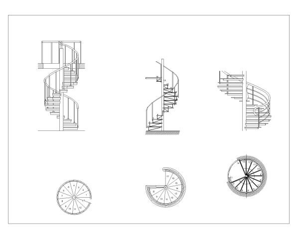 Spiral Stairs (Steel & Concrete) Design type-2. CAD block in DWG format free download.