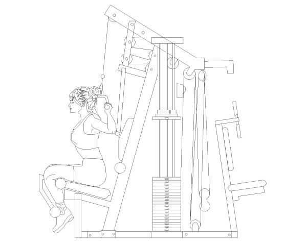 Free AutoCAD 2D Editable Drawings for Sporting Gym equipment single 2