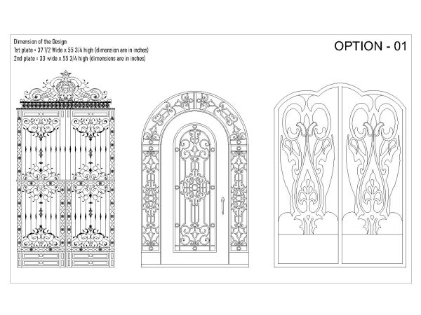 Stainless Steel & Aluminum Gates design Option-1. CAD block in DWG format free download.
