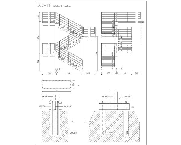 Stair Working Architectural Details Type-10. CAD block in DWG format free download.