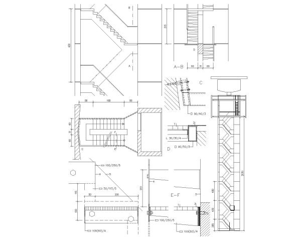 Stair Working Architectural Details-1. CAD block in DWG format free download.