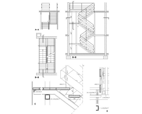 Stair Working Architectural Details Type-2. CAD block in DWG format free download.