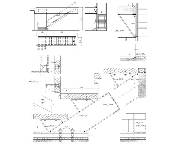 Stair Working Architectural Details Type-4. CAD block in DWG format free download.