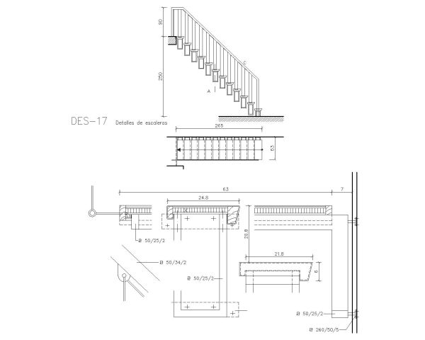 Stair Working Architectural Details Type-8. CAD block in DWG format free download.