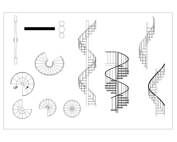 Stairs Details with Front & Top Views-1. CAD block in DWG format free download.