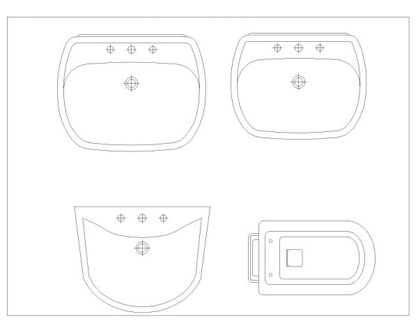 Free AutoCAD 2D Editable Drawings for Standard Sanitary Equipment Bathrooms & Toilets - 4