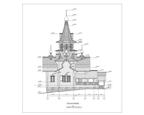 Free AutoCAD 2D Drawing of Stave Church Design Elevation_1