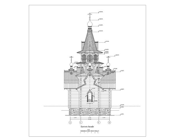 Free AutoCAD 2D Drawing of Stave Church Design Elevation_4