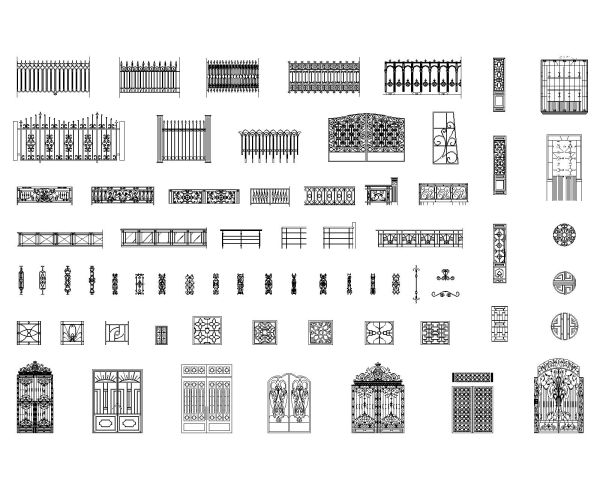 Steel Gates and fence Model Architectural Drawing. CAD block in DWG format free download.