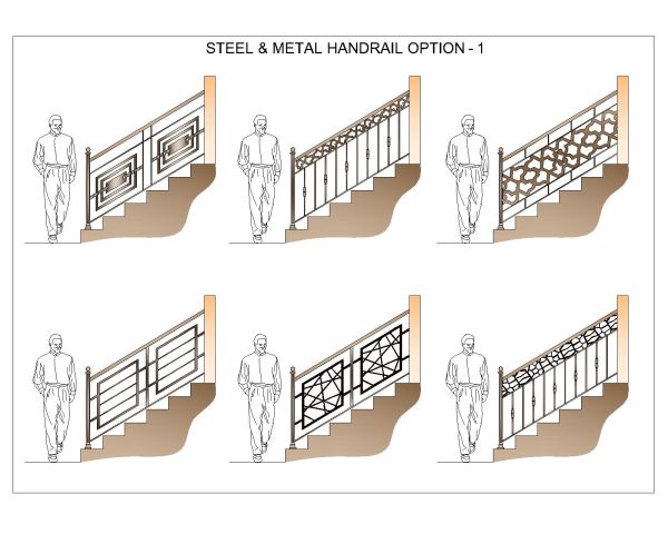Free AutoCAD 2D Editable Drawings for STEEL & METAL HANDRAIL OPTION - 1