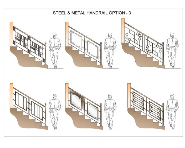 Free AutoCAD 2D Editable Drawings for Stainless Steel & Metal Handrail Design - 3