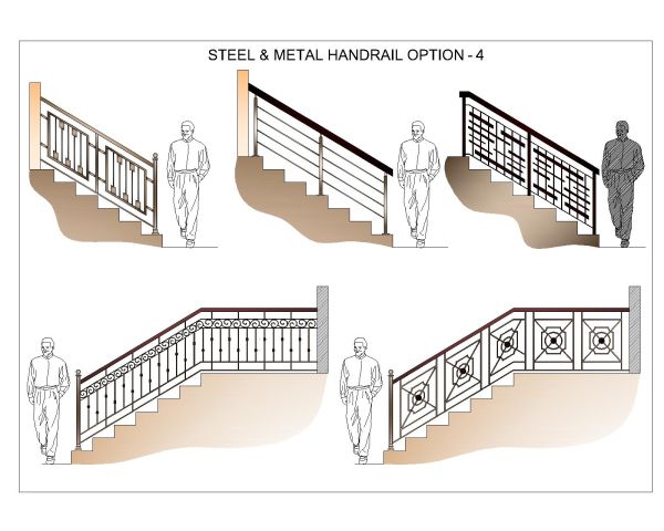 Free AutoCAD 2D Editable Drawings for Stainless Steel & Metal Handrail Design - 4