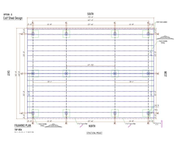 K-Span Steel Building Structural Framing Plan Technical Drawing-1. CAD block in DWG format free download.