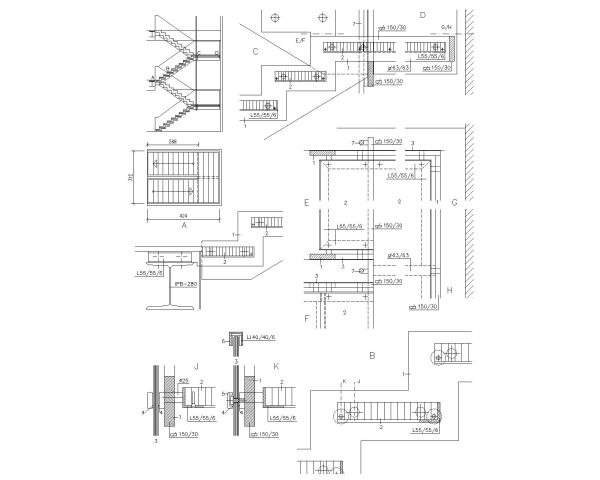 Steel Structure Staircase Detailed Drawing-4. CAD block in DWG format free download.