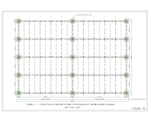 Steel Building (60m x 40m) Footing Plan-1. CAD block in DWG format free download.