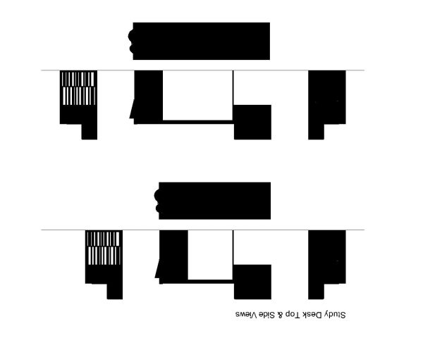 Study Desk Top & Side Views. CAD block in DWG format free download.