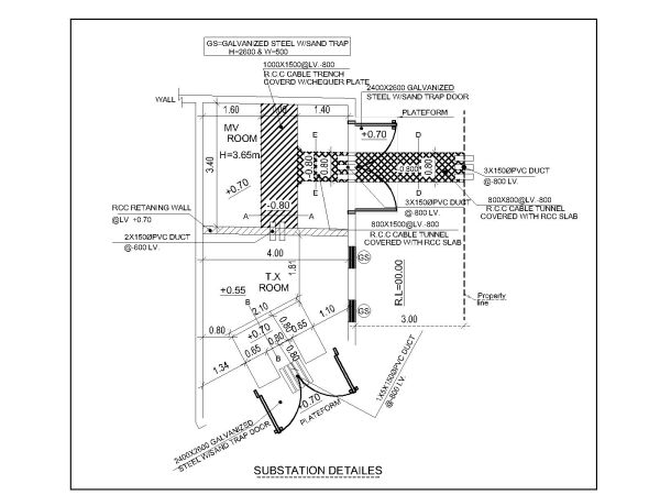 Substation detail drawing. CAD block in DWG format free download.