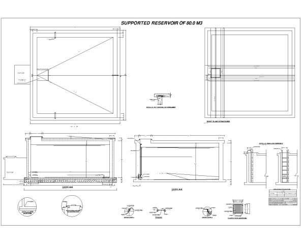 Free AutoCAD 2D Editable Drawings for SUPPORTED RESERVOIR OF 80.0 M3