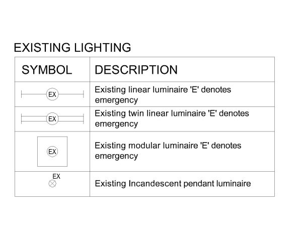Free AutoCAD Drawing of SYMBOLS - EXISTING LIGHTING with Descrptions