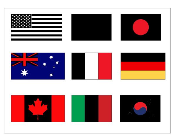 The Most Famous Flags. CAD block in DWG format free download.