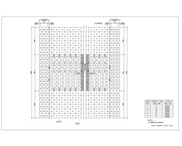 TOLL PLAZA RIGID PAVEMENT LAYOUT PLAN. CAD block in DWG format free download.