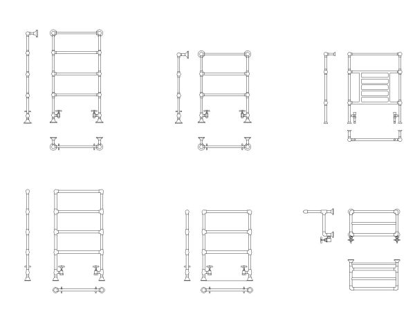 Towel Dryer stands (Steel & Metal). CAD block in DWG format free download.