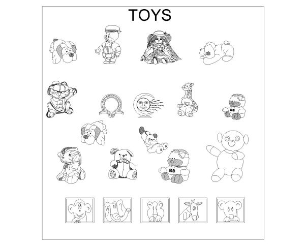 Toys Drawing for Art & Sketching-2. CAD block in DWG format free download.