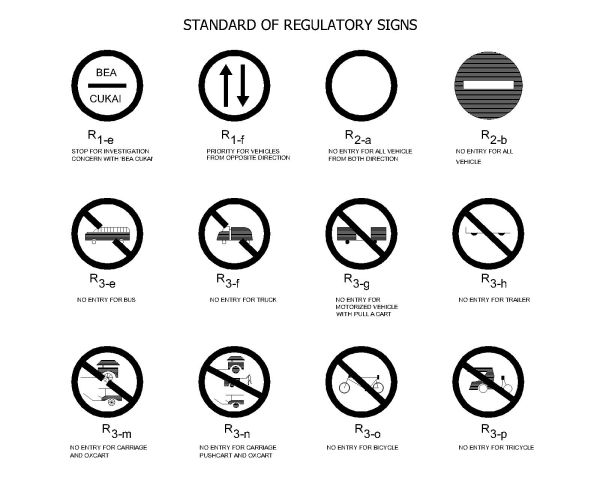 Free AutoCAD 2D Editable Drawings for Traffic Signs & Signals - 1
