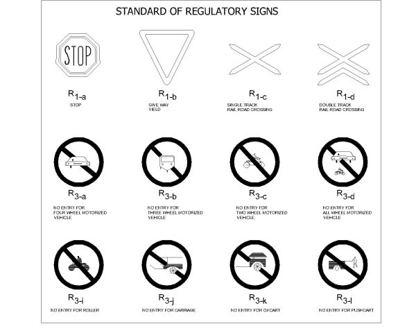 Free AutoCAD 2D Editable Drawings for Traffic Signs & Signals - 4