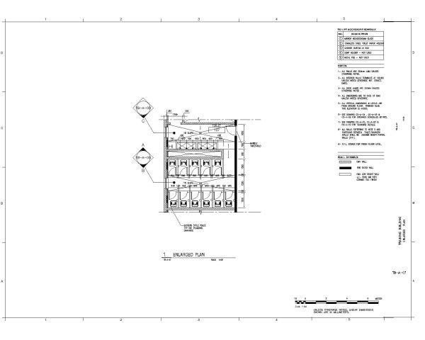 TRAINING BUILDING - BATH PLANS. CAD block in DWG format free download.