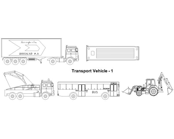 Free AutoCAD 2D Editable Drawings for Transport Vehicle - 1